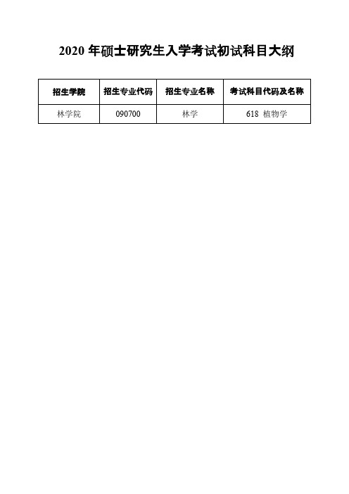 中南林业科技大学618植物学2020年考研专业课初试大纲