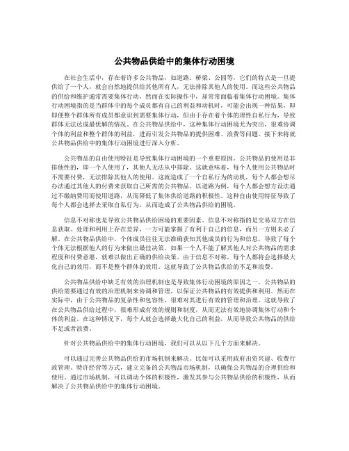 公共物品供给中的集体行动困境