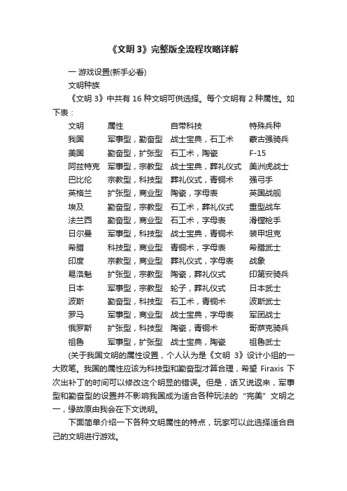 《文明3》完整版全流程攻略详解