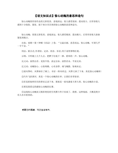 【语文知识点】惊心动魄的意思和造句