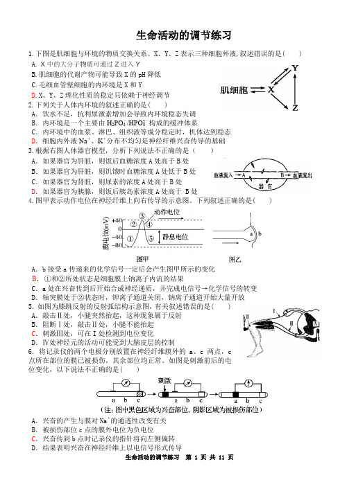 生命活动的调节练习