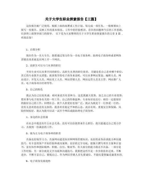 关于大学生职业探索报告【三篇】