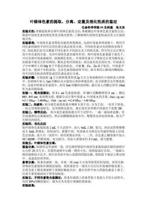 叶绿体色素的提取实验报告