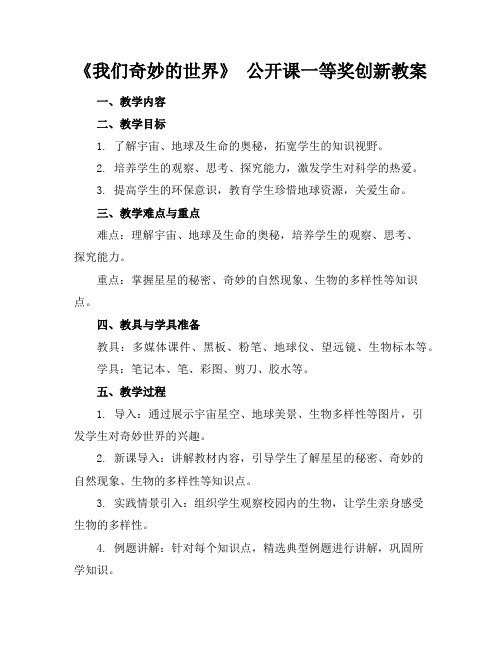 《我们奇妙的世界》公开课一等奖创新教案