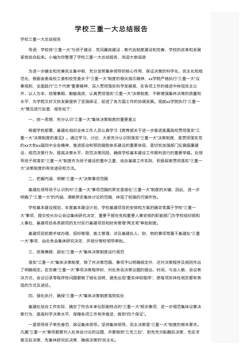 学校三重一大总结报告