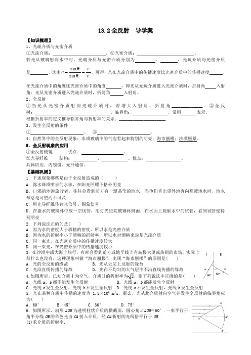 经典导学案：13.2全反射 导学案