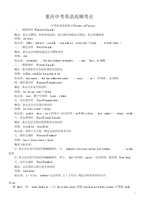 (完整)人教版重庆中考英语高频考点复习.doc