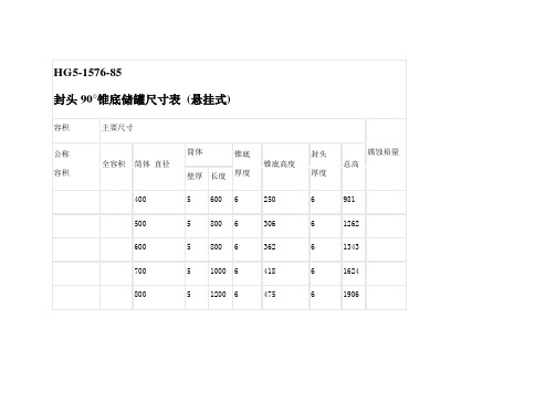 各储罐标准尺寸