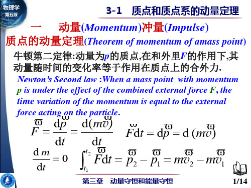 大学物理质点和质点系的动量定理