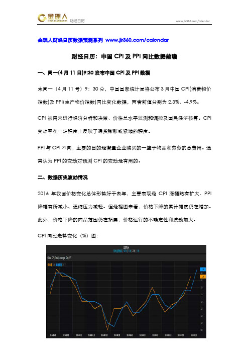 财经日历：中国CPI及PPI同比数据前瞻