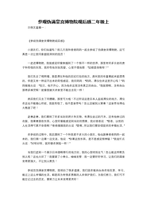 参观伪满皇宫博物院观后感二年级上