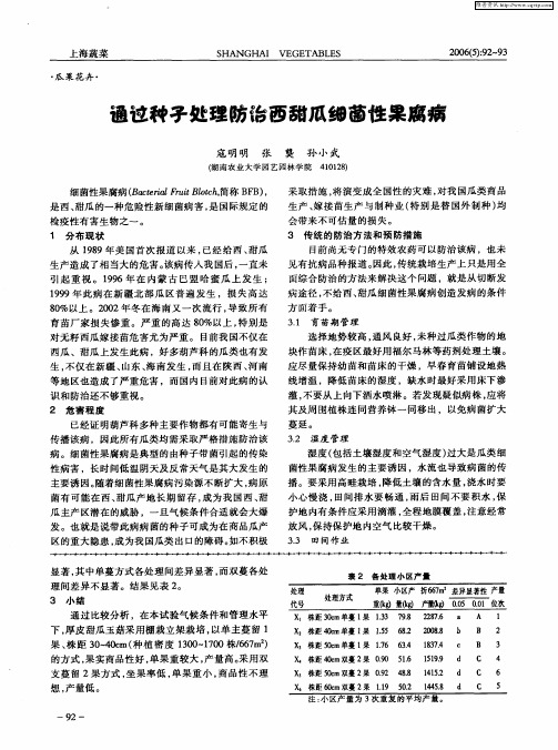 通过种子处理防治西甜瓜细菌性果腐病