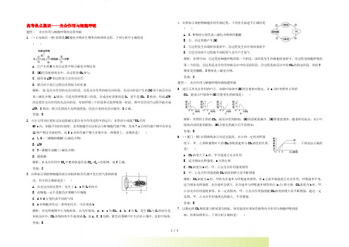 高考生物一轮复习 热点集训 光合作用与细胞呼吸(含解析)