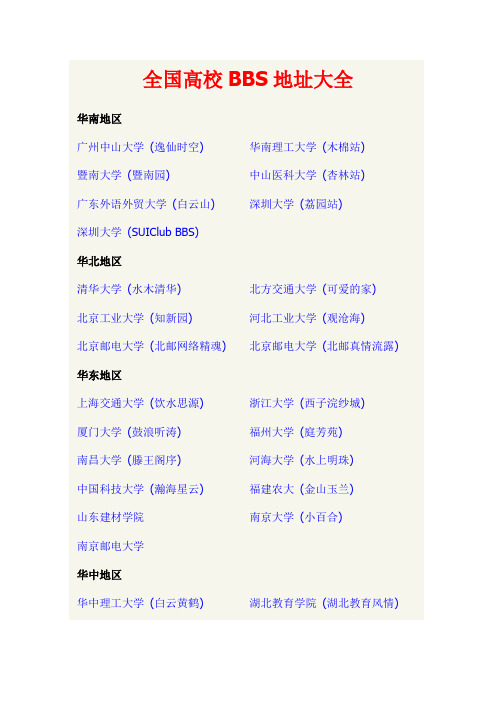 全国高校BBS地址大全