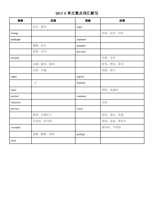 人教版八年级下册英语单元过关词汇短语课课清检测4单元