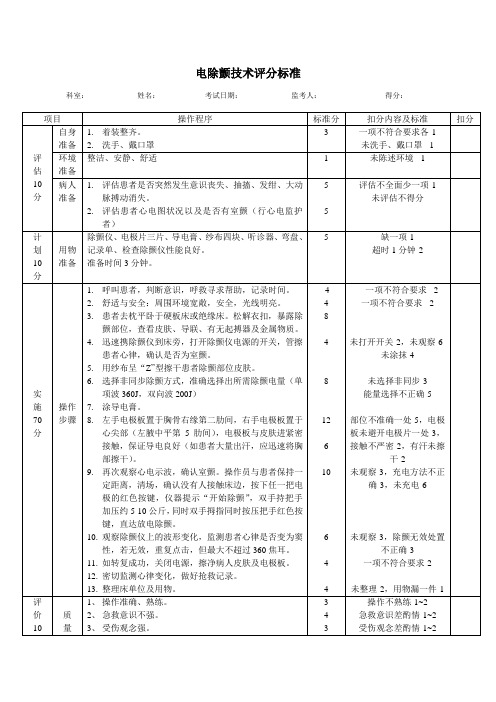 电除颤技术评分标准