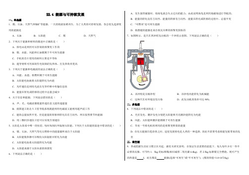 22.4能源与可持续发展同步训练-2024-2025学年人教版物理九年级全一册