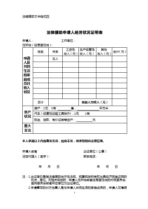 法律援助文书格式四