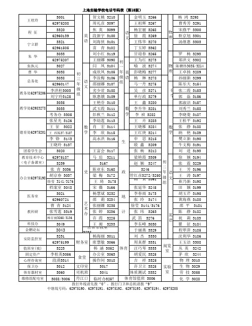 上地实验学校(第18版)电话号码表