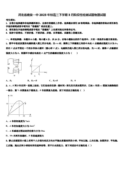 河北省鹿泉一中2023年校高三下学期3月阶段性检测试题物理试题