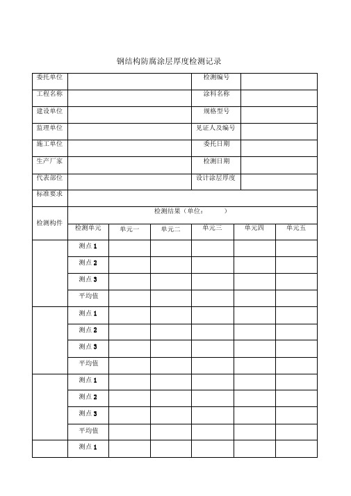 钢结构防腐涂层厚度检测记录