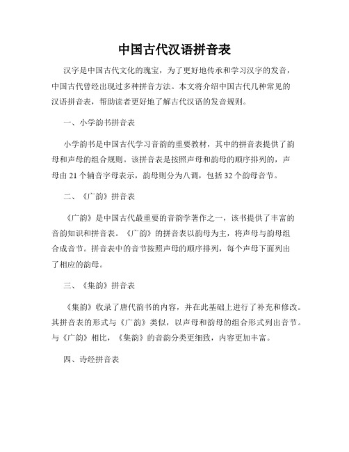 中国古代汉语拼音表