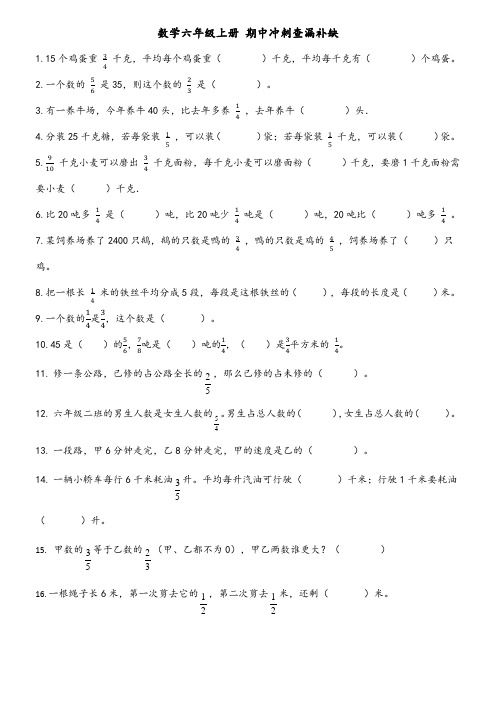 数学六年级上册 期中冲刺查漏补缺