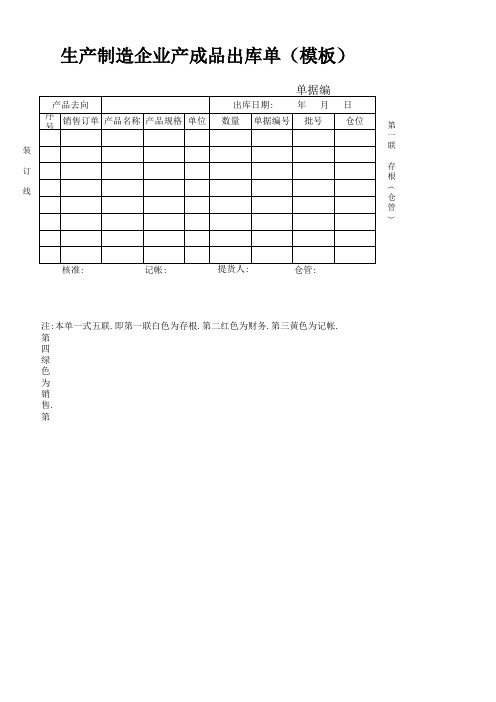 产成品出库单