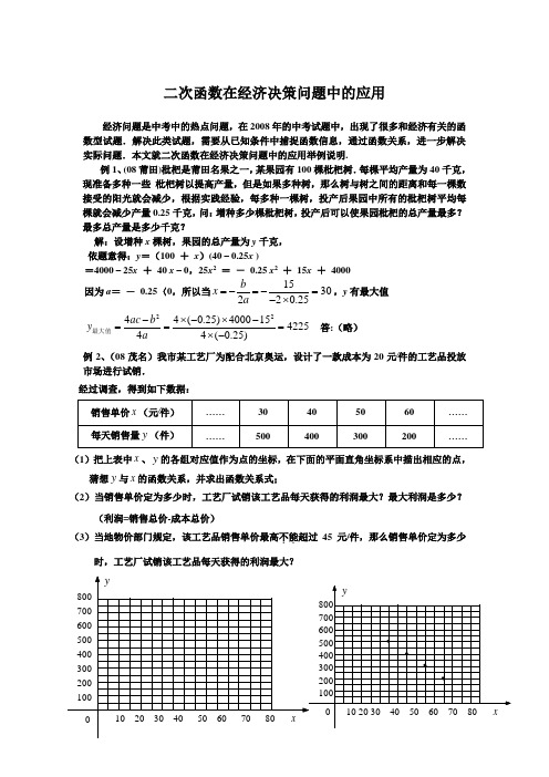 二次函数在经济决策问题中的应用