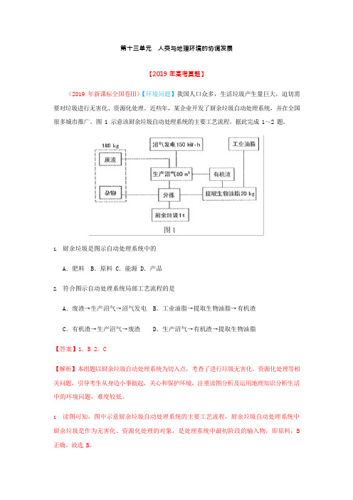 2020高考地理真题分类汇编第十三单元  人类与地理环境的协调发展