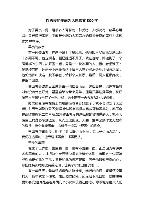 以善良的美丽为话题作文800字