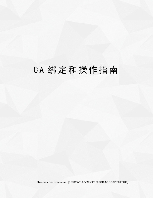 CA绑定和操作指南