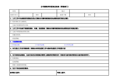 工厂职能部门绩效面谈表