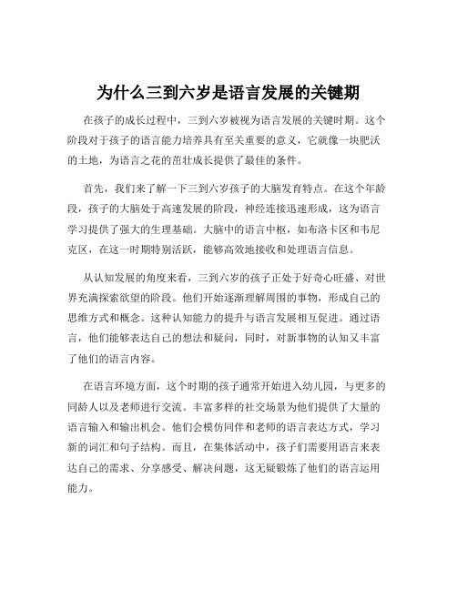 为什么三到六岁是语言发展的关键期