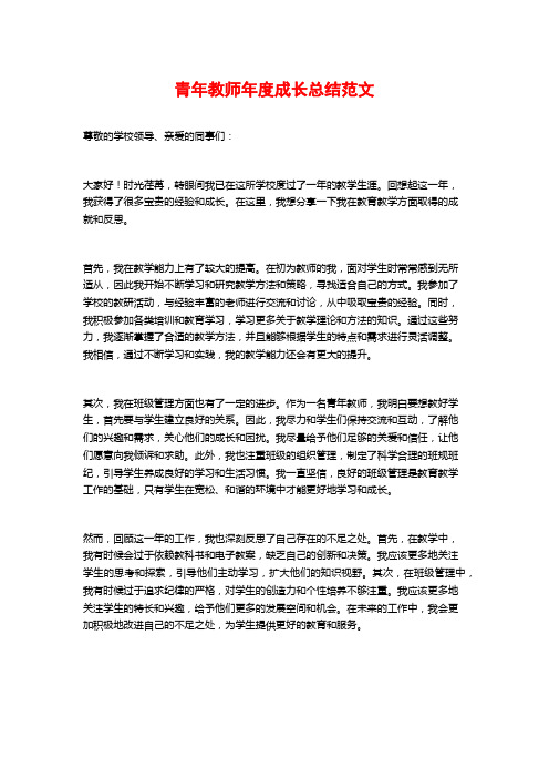 青年教师年度成长总结范文