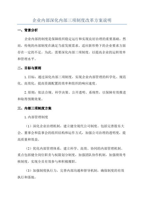 企业内部深化内部三项制度改革方案说明