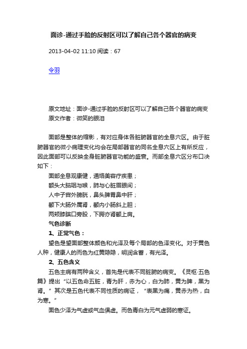 面诊-通过手脸的反射区可以了解自己各个器官的病变