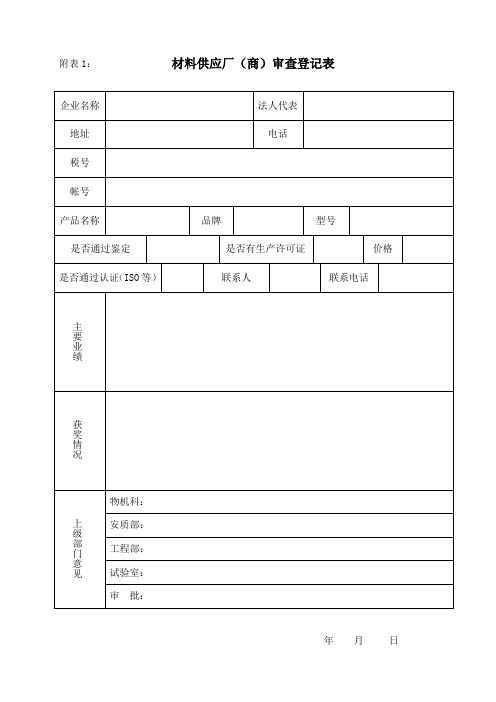 物资采购控制程序表格