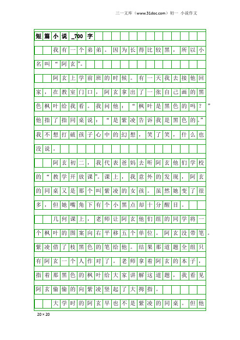 初一小说作文：短篇小说_700字