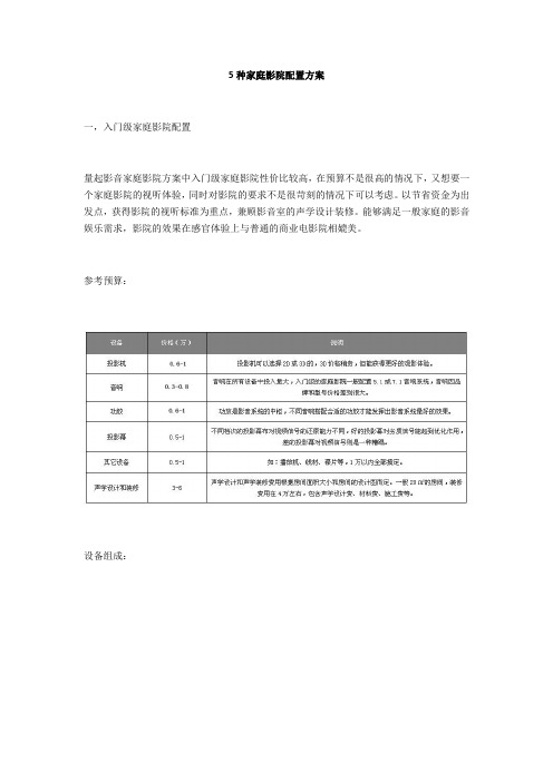 5种家庭影院配置方案word参考模板