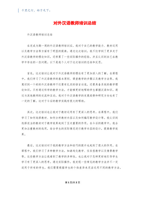 对外汉语教师培训总结