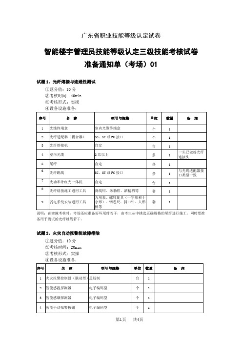 广东职业技能等级证书智能楼宇管理员三级_技能_01_考场准备