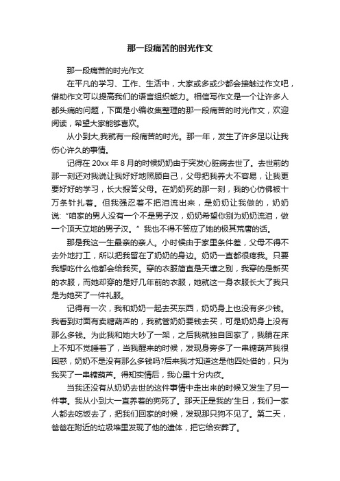 那一段痛苦的时光作文