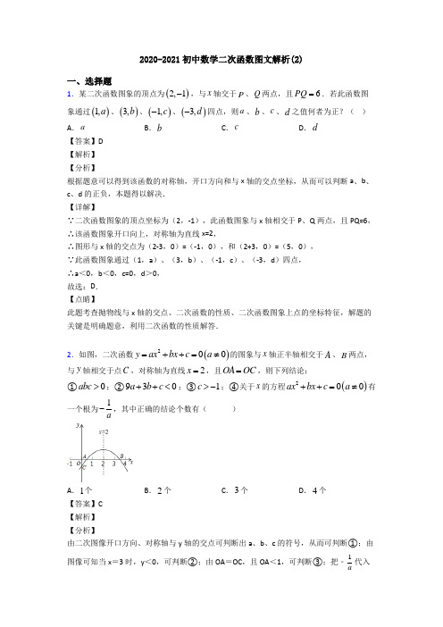 2020-2021初中数学二次函数图文解析(2)