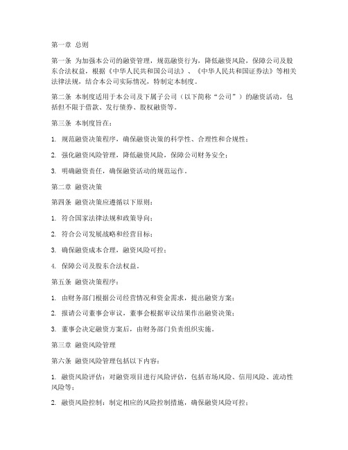 公司融资管理制度