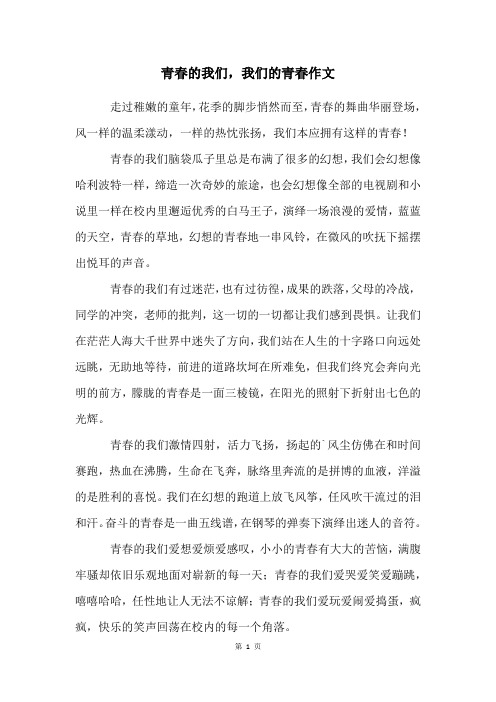 青春的我们,我们的青春作文