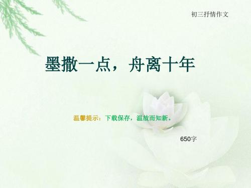 初三抒情作文《墨撒一点,舟离十年》650字(总9页PPT)