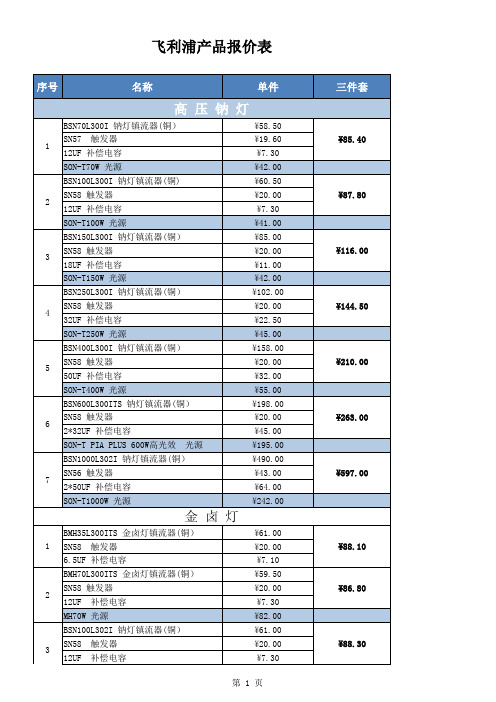 飞利浦报价表