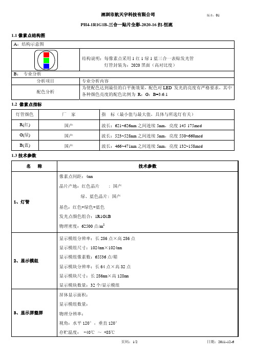 LED显示屏 P4规格参数