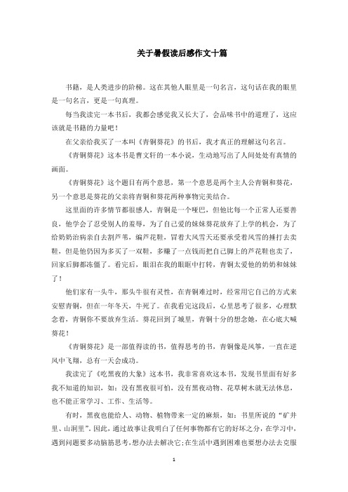 关于暑假读后感作文十篇精选